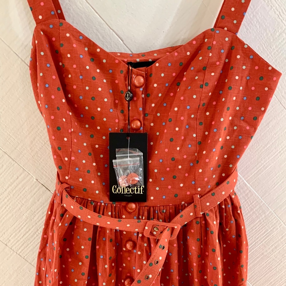 NWT Collectif Jemima Polka Dot Autumn Swing Dress